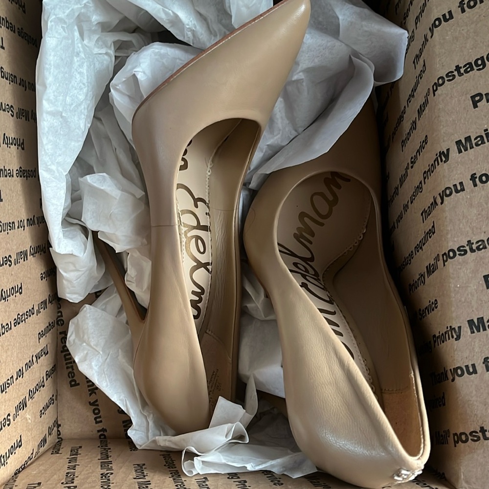 SAM EDELMAN Nude Leather “Danna” Pumps Heels - Size 7